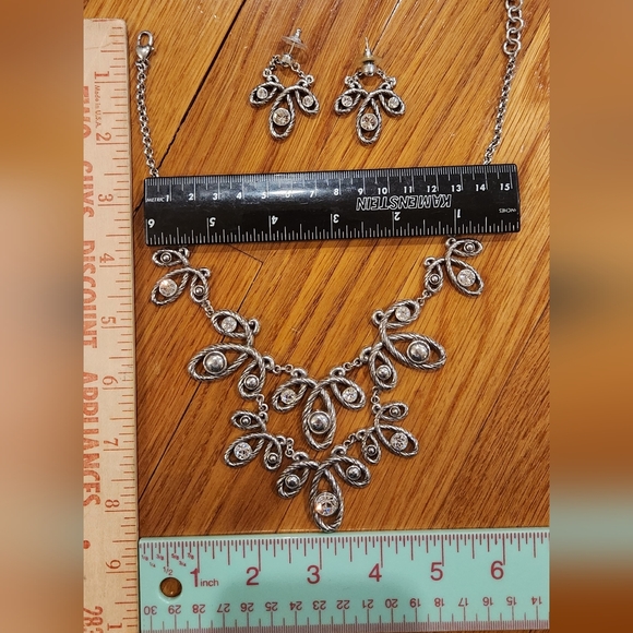 Brighton Mckinney Silver Necklace and Earring Set with Crystal Details - Picture 3 of 6